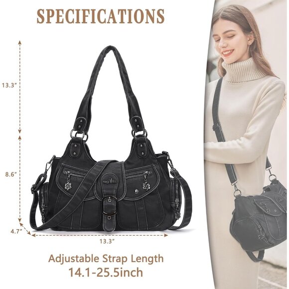 Chic Vegan Leather Hobo Purse - Timeless Design with Crossbody Versatility - Picture 3 of 9